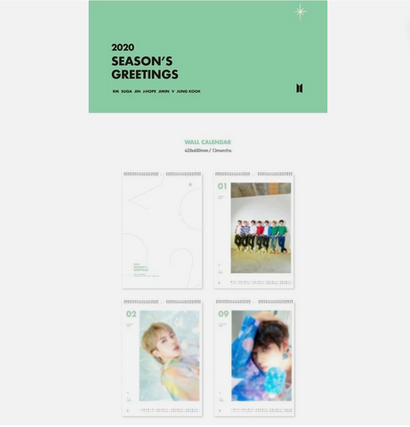 BTS season's greeting 2020 WALL CALENDAR (LIMITED EDITION)