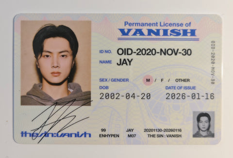 ENHYPEN - THE SIN : VANISH Official ID Card Photocard (JAY)