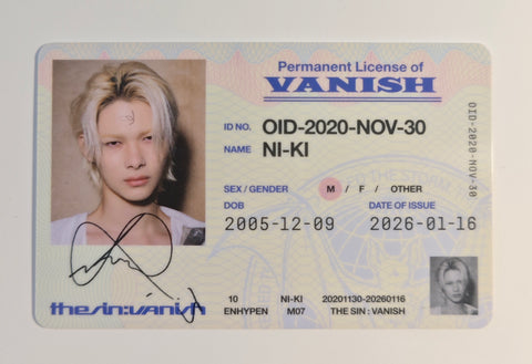 ENHYPEN - THE SIN : VANISH Official ID Card Photocard (NI-KI)