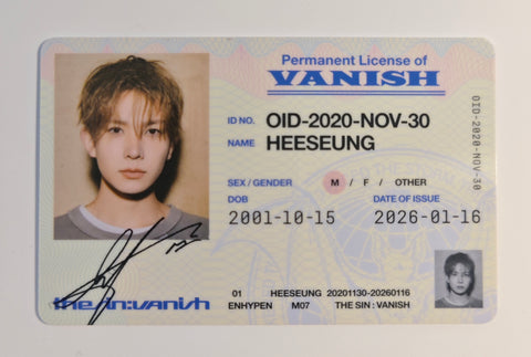 ENHYPEN - THE SIN : VANISH Official ID Card Photocard (HEESEUNG)