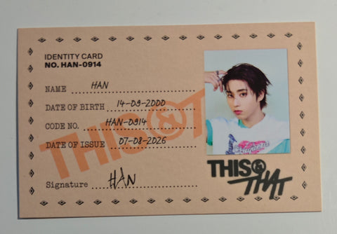 Stray Kids - THIS & THAT Official  ID Photocard (Std ver.) Han