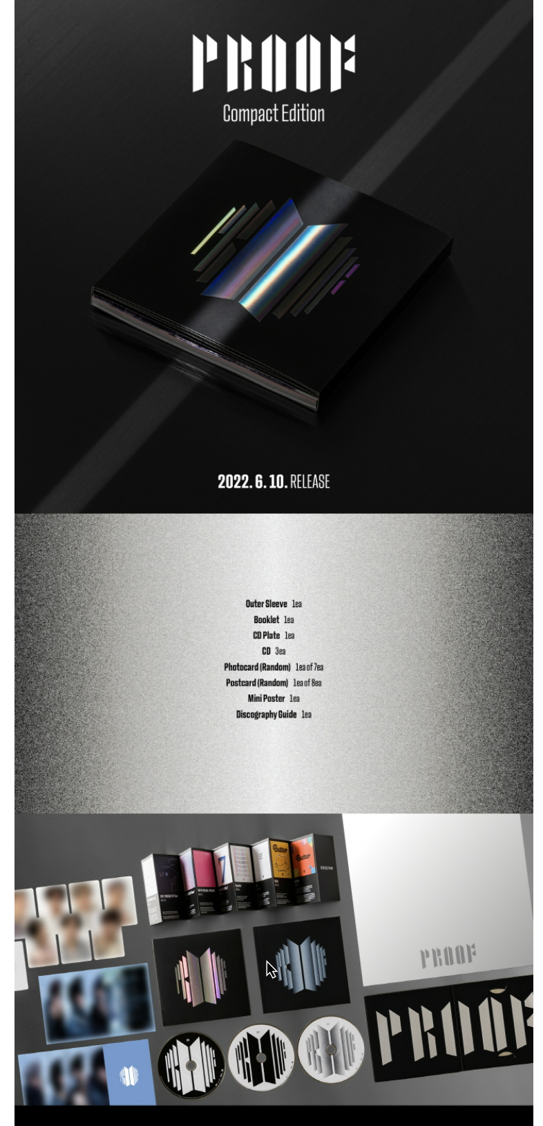 thumbnail image 2 of BTS PROOF Album – Compact Edition – Official Random Photo Card & Postcard – Made In Korea 2 of 6
